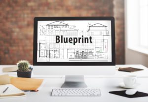 picture of blueprint on computer screen
